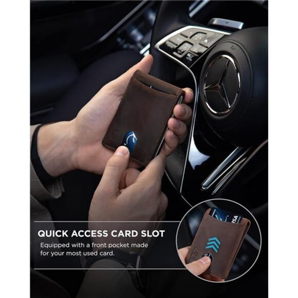 RFID Blocking Slim Bifold Leather Minimalist Front Pocket Wallets Money Clip - Picture 3 of 7